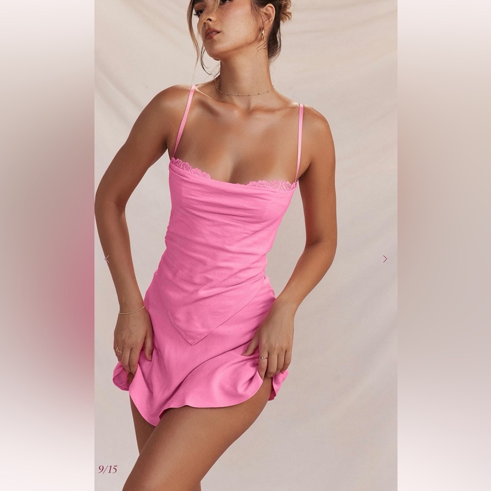 HOUSE OF CB AURELIA French Pink Hanky Hem Top + Mini Skirt